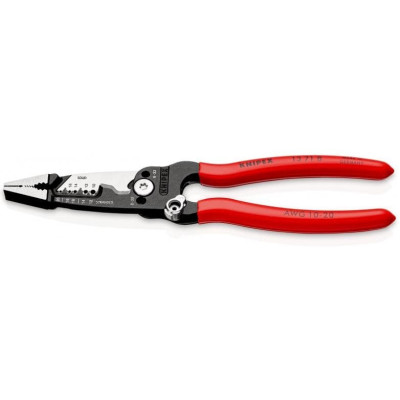 KN-13718 Клещи электромонтажные, 7-в-1, зачистка: 10 - 20 AWG, L-200 мм, 1К ручки 13 71 8 KN-13718 KNIPEX